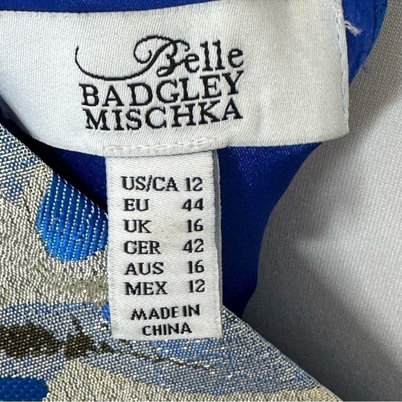 Belle Badgley Mischka Size 12 Floral Jacquard Halter Cocktail Dress - Picture 7 of 7